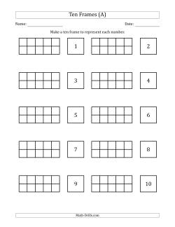 Blank Ten Frames with the Numbers in Order