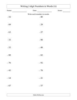 Writing 2-digit Numbers in Words