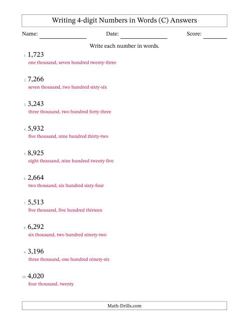 Writing 4 digit Numbers In Words C 