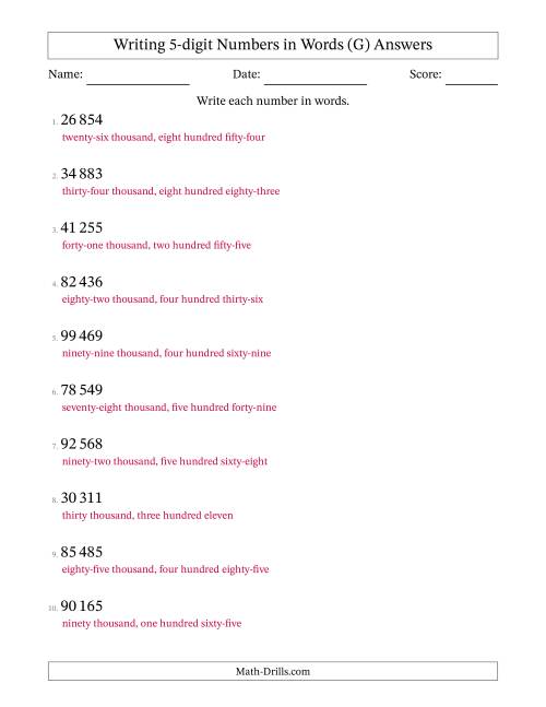 The Writing 5-digit Numbers in Words (SI Format) (G) Math Worksheet Page 2