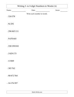 Writing 5- to 9-digit Numbers in Words (SI Format)