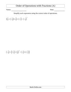 Order of Operations with Negative and Positive Fractions (Five Steps)