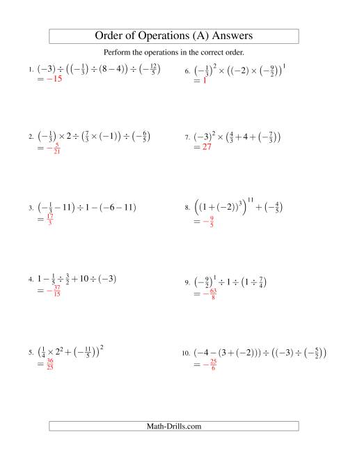 Four Operations With Fractions Worksheet