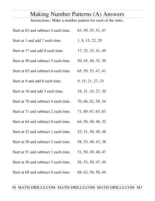 The Making Number Patterns from Recursive Rules (A) Math Worksheet Page 2