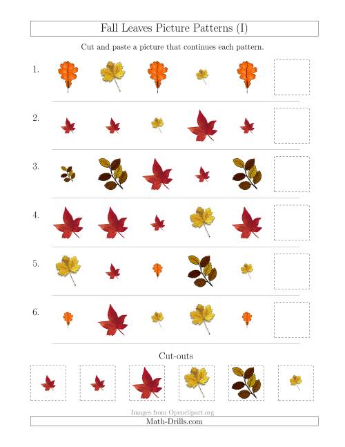 Fall Leaves Picture Patterns with Shape and Size Attributes (I)