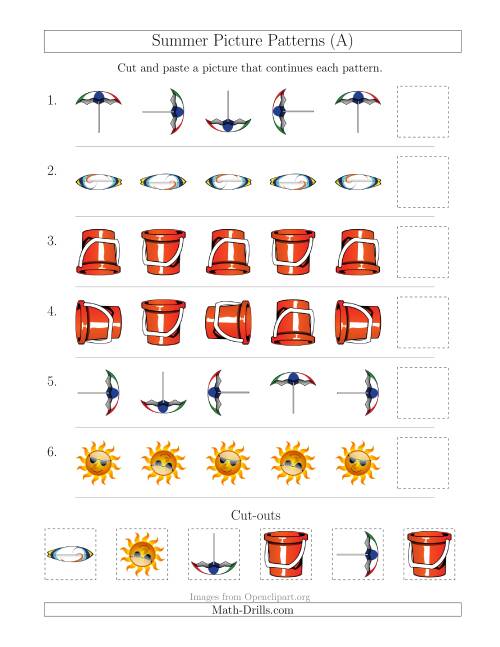 The Summer Picture Patterns with Rotation Attribute Only (A) Math Worksheet