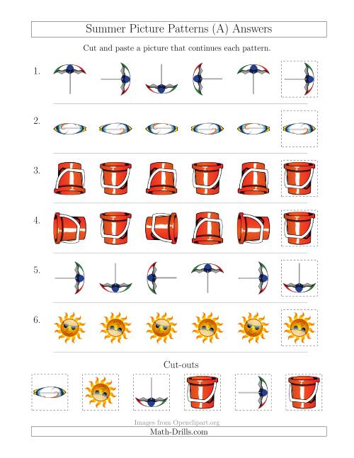 The Summer Picture Patterns with Rotation Attribute Only (A) Math Worksheet Page 2