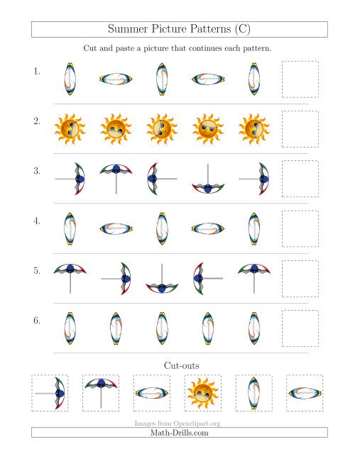 The Summer Picture Patterns with Rotation Attribute Only (C) Math Worksheet