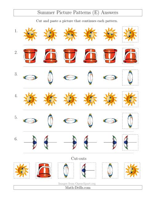The Summer Picture Patterns with Rotation Attribute Only (E) Math Worksheet Page 2