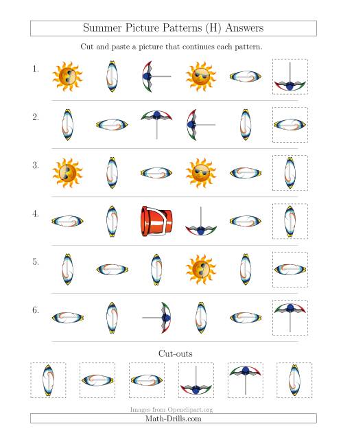 The Summer Picture Patterns with Shape and Rotation Attributes (H) Math Worksheet Page 2