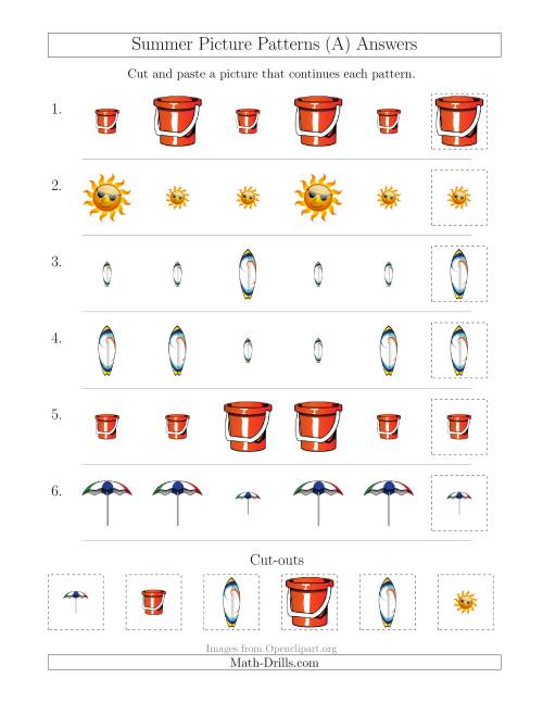 The Summer Picture Patterns with Size Attribute Only (All) Math Worksheet Page 2