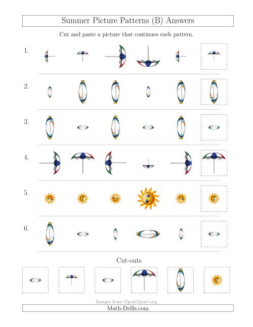 The Summer Picture Patterns with Size and Rotation Attributes (B) Math Worksheet Page 2
