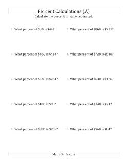 Calculating the Percent Rate of Whole Number Currency Amounts and Multiples of 5 Percents