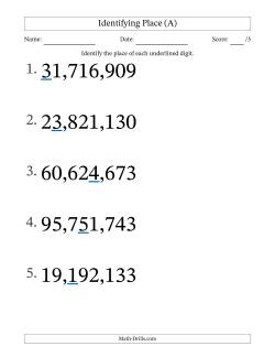 Identifying Place from Ones to Ten Millions (Large Print)