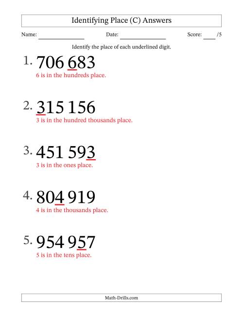 The SI Format Identifying Place from Ones to Hundred Thousands (Large Print) (C) Math Worksheet Page 2