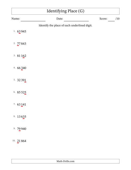 The SI Format Identifying Place from Ones to Ten Thousands (G) Math Worksheet