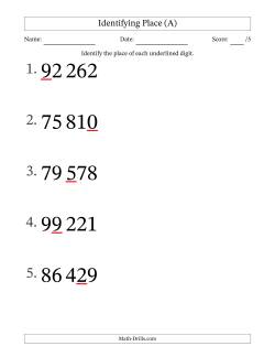 SI Format Identifying Place from Ones to Ten Thousands (Large Print)