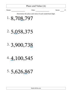 Determining Place and Value from Ones to Millions (Large Print)