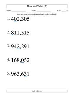 Determining Place and Value from Ones to Hundred Thousands (Large Print)