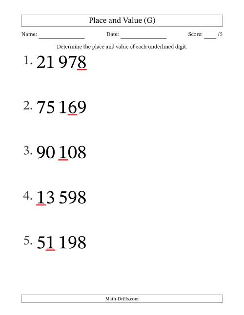 The SI Format Determining Place and Value from Ones to Ten Thousands (Large Print) (G) Math Worksheet