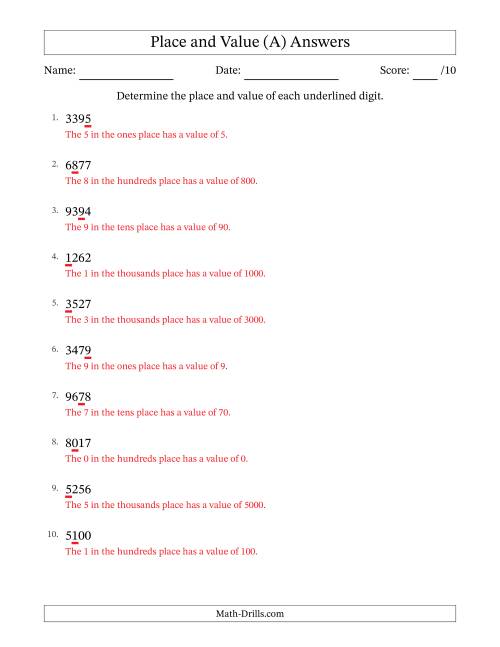 The SI Format Determining Place and Value from Ones to Thousands (A) Math Worksheet Page 2
