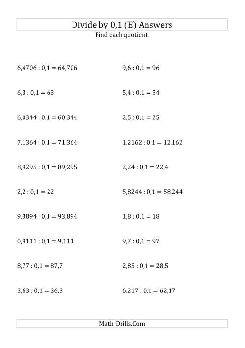 The Dividing Decimals by 0,1 (E) Math Worksheet Page 2