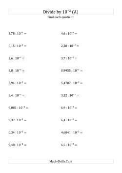 Dividing Decimals by 10<sup>-2</sup>