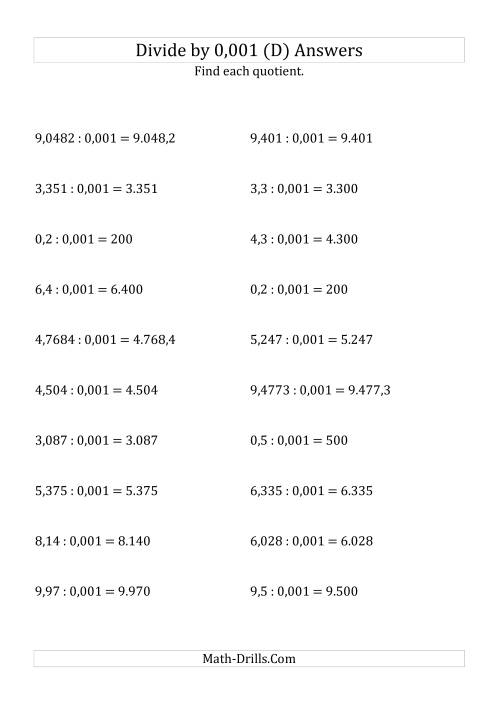 The Dividing Decimals by 0,001 (D) Math Worksheet Page 2