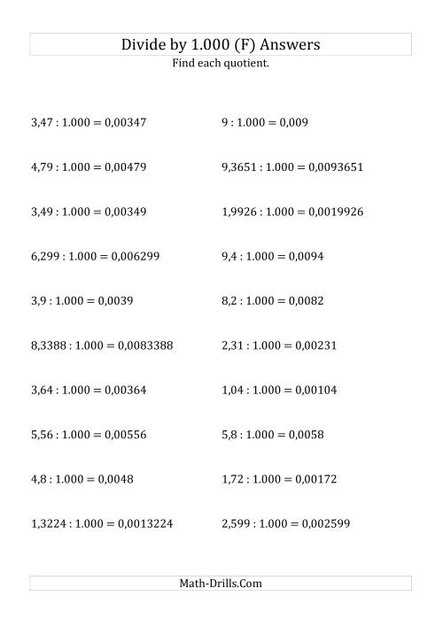 The Dividing Decimals by 1.000 (F) Math Worksheet Page 2
