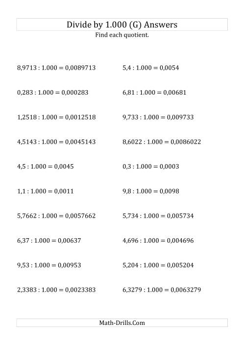 The Dividing Decimals by 1.000 (G) Math Worksheet Page 2