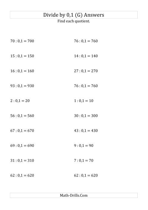 The Dividing Whole Numbers by 0,1 (G) Math Worksheet Page 2