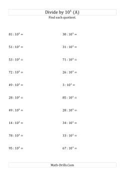 Dividing Whole Numbers by 10<sup>1</sup>