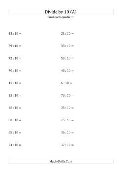 Dividing Whole Numbers by 10