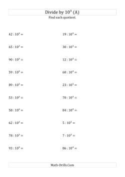 Dividing Whole Numbers by 10<sup>3</sup>