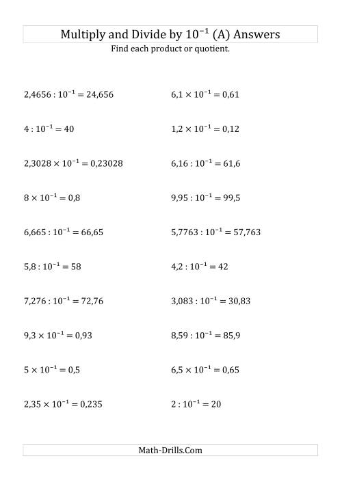 Multiplying And Dividing Decimals By 10 Sup 1 Sup A
