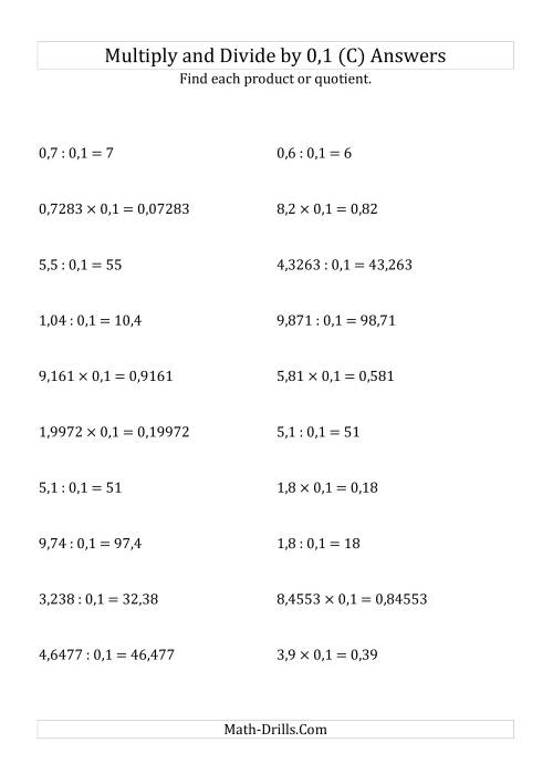 The Multiplying and Dividing Decimals by 0,1 (C) Math Worksheet Page 2