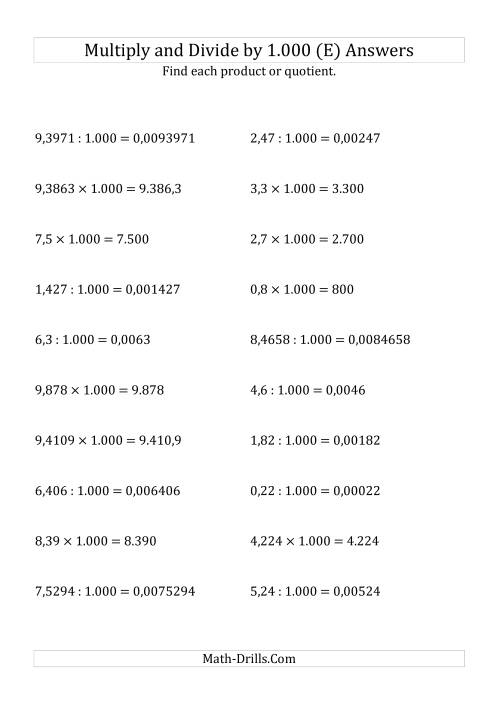 The Multiplying and Dividing Decimals by 1.000 (E) Math Worksheet Page 2