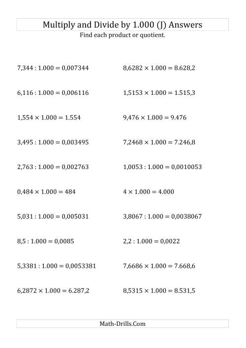 The Multiplying and Dividing Decimals by 1.000 (J) Math Worksheet Page 2