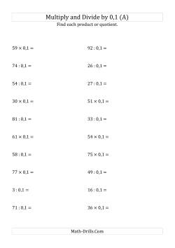 Multiplying and Dividing Whole Numbers by 0,1