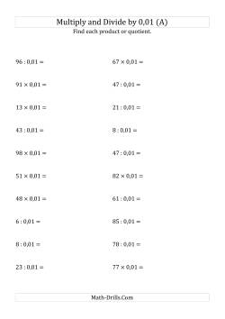 Multiplying and Dividing Whole Numbers by 0,01