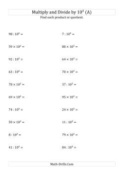Multiplying and Dividing Whole Numbers by 10<sup>2</sup>