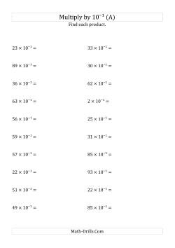 Multiplying Whole Numbers by 10<sup>-1</sup>