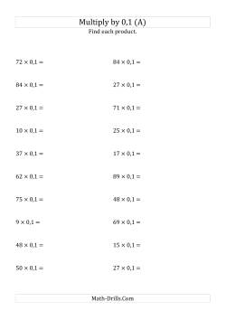 Multiplying Whole Numbers by 0,1