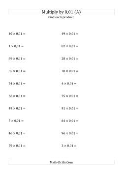 Multiplying Whole Numbers by 0,01