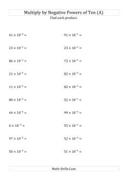 Multiplying Whole Numbers by Negative Powers of Ten (Exponent Form)