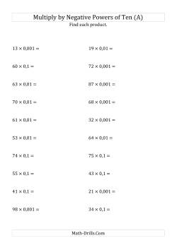 Multiplying Whole Numbers by Negative Powers of Ten (Standard Form)