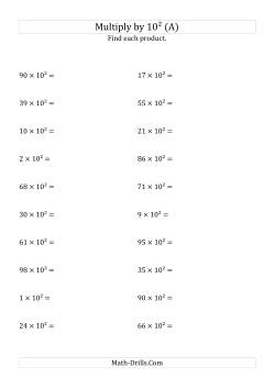 Multiplying Whole Numbers by 10<sup>2</sup>