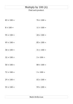 Multiplying Whole Numbers by 100