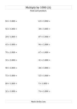 Multiplying Whole Numbers by 1.000