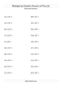 Multiplying Whole Numbers by Positive Powers of Ten (Exponent Form)